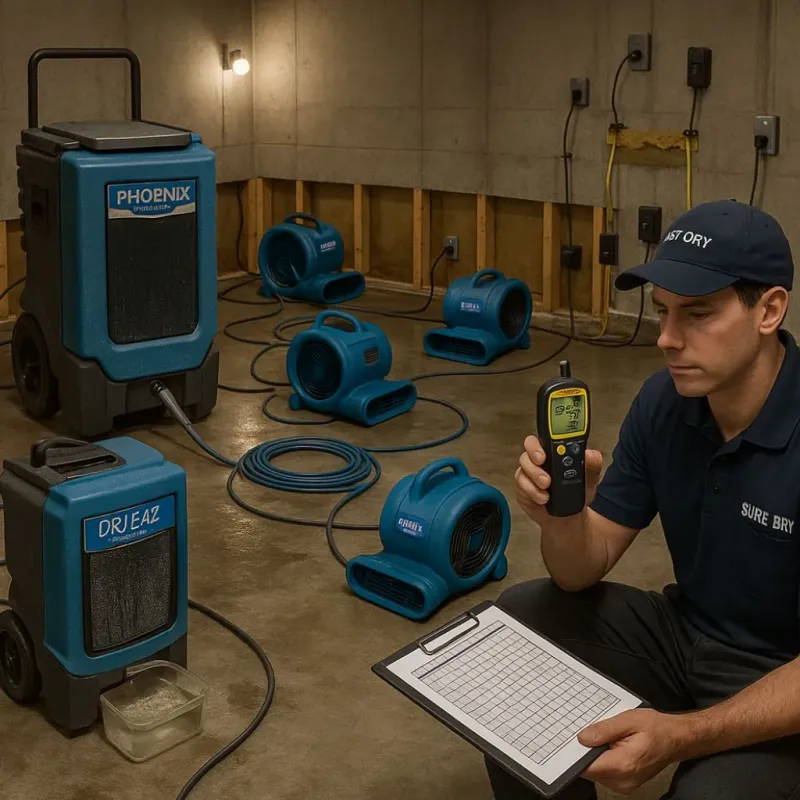 Structural Drying and Dehumidification process in Post, TX